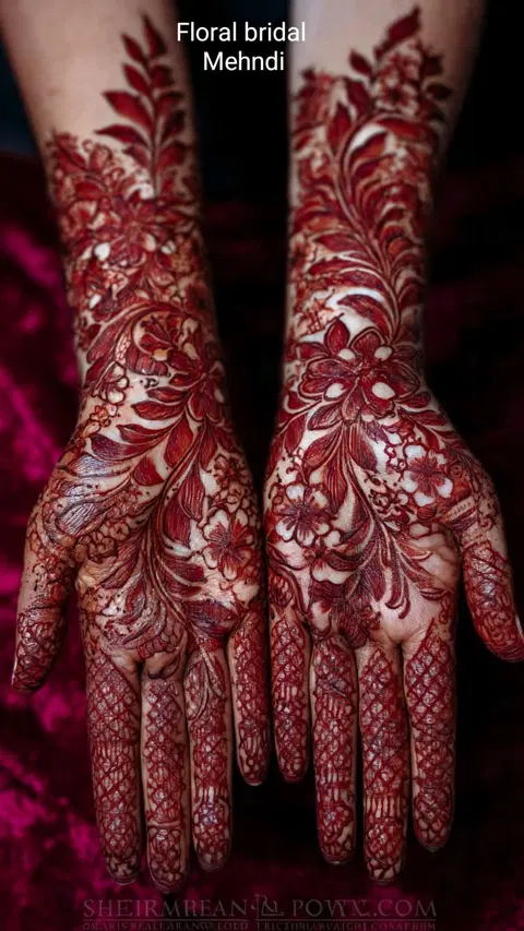 bridal bel finger mehndi design
