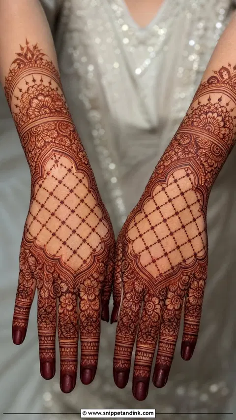 bridal heart back hand mehndi design