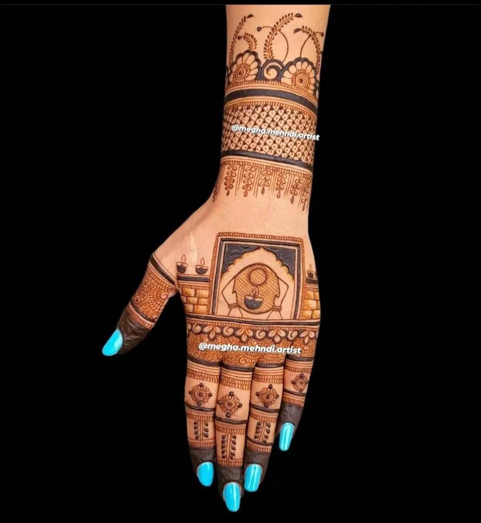 Back Hand Mehndi Design for Karwa Chauth