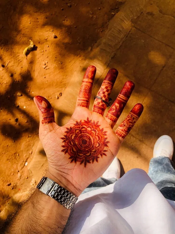 Front Hand Mehndi Design with Flowers