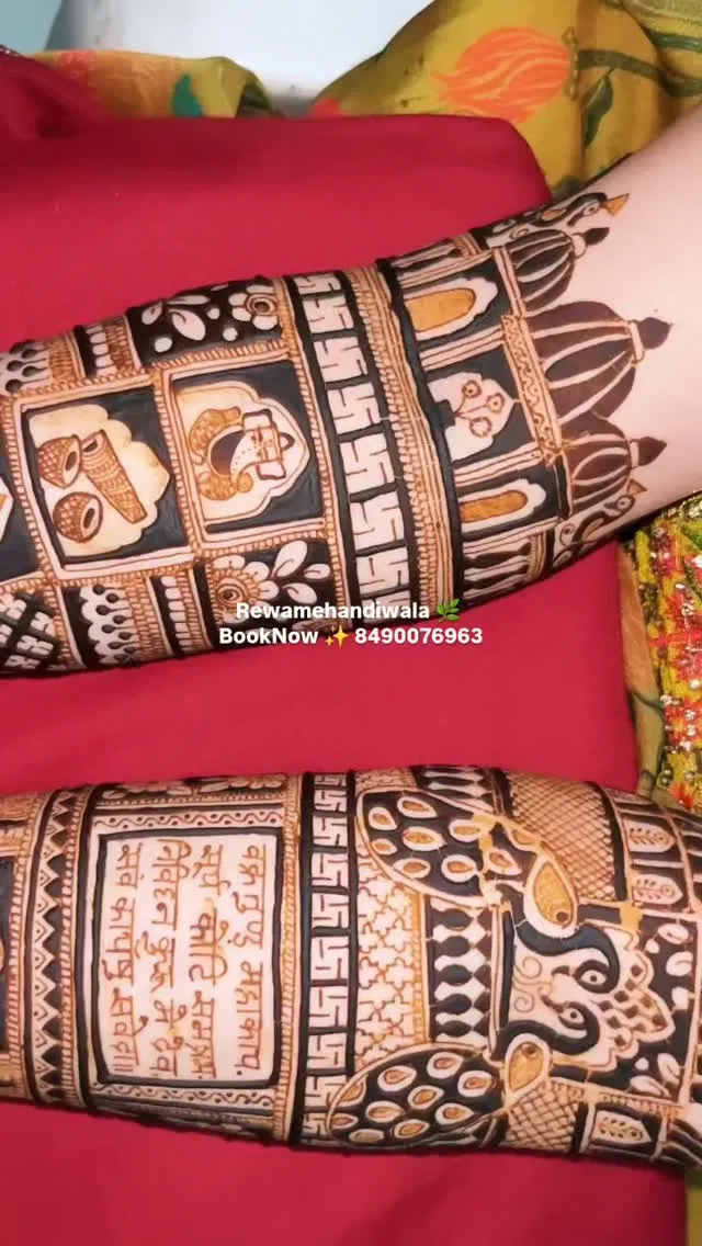 Bridal Full Hand Mehndi Design with Figures
