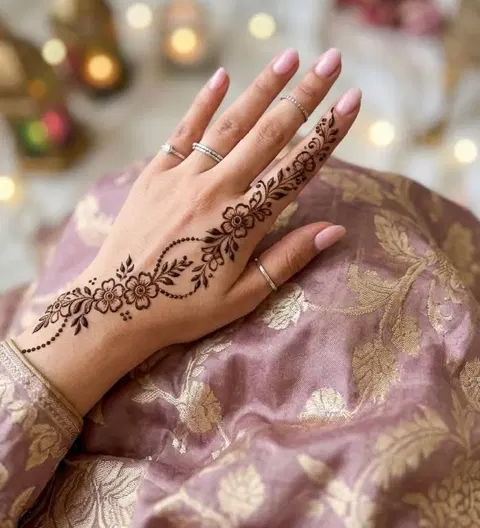aesthetic arabic bel back hand mehndi design