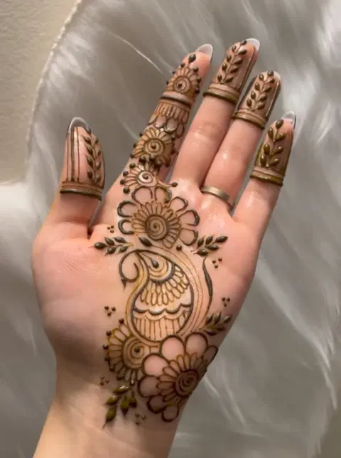 aesthetic arabic bel finger mehndi design