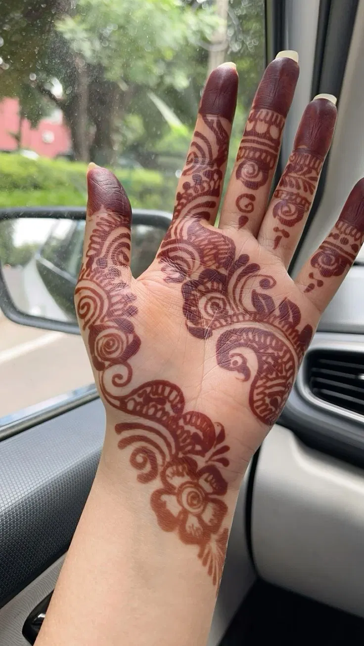 Simple Front Hand Mehndi Design with Bel