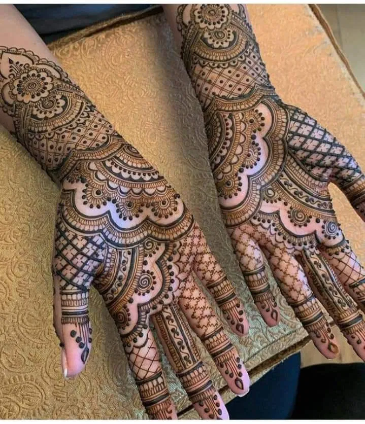 Bridal Stylish Full Hand Mehndi Design with Jaal for Engagement (2)