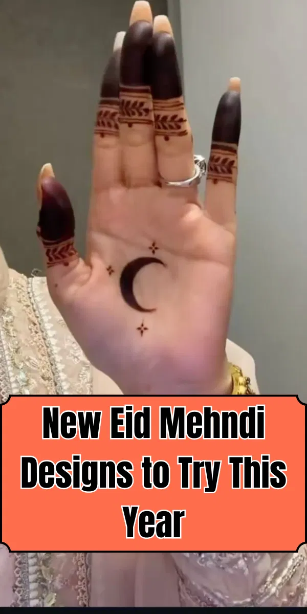 Simple Front Hand Mehndi Design with Moon for Eid