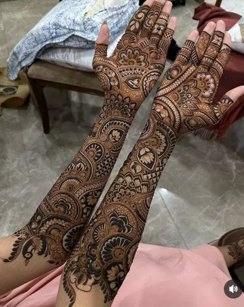 bridal stylish jaal front hand mehndi design
