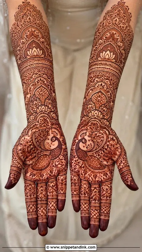 aesthetic arabic figure arm mehndi design