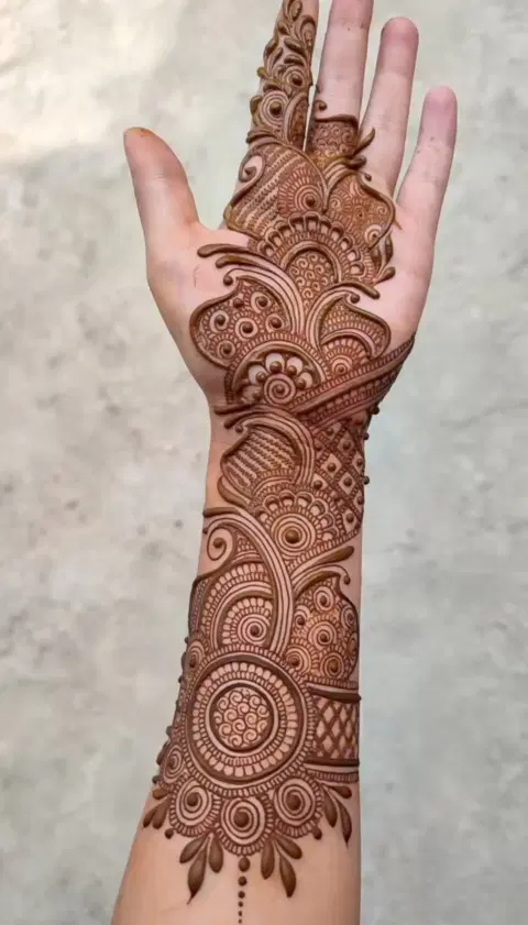 arabic bridal jaal front hand mehndi design