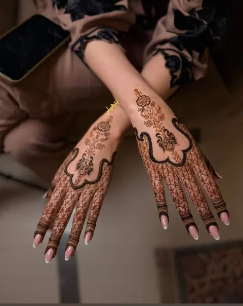 aesthetic bridal full hand mehndi design