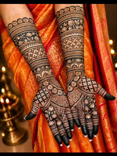 bridal indian flower arm mehndi design