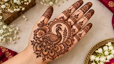 indian circle front hand mehndi design