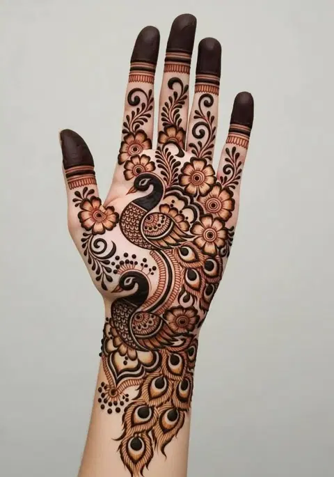 bridal simple circle front hand mehndi design