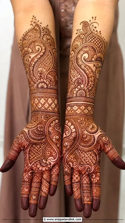 aesthetic bridal arm mehndi design