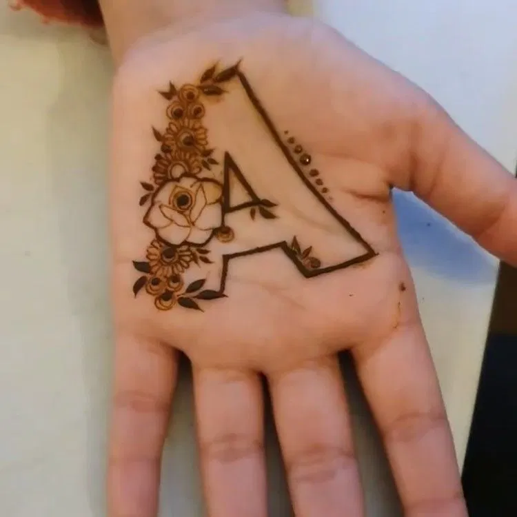 Arabic Simple Front Hand Mehndi Design with Flowers, Jaal and Hidden Name