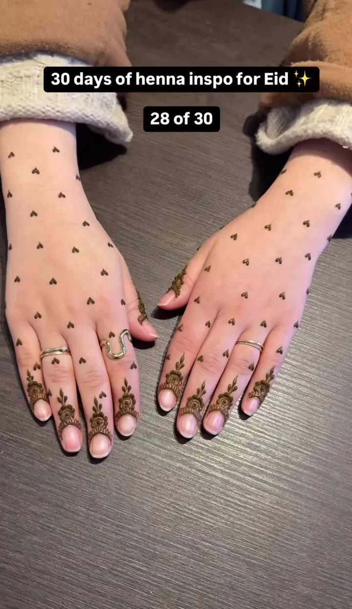 Simple Back Hand Mehndi Design with Hearts