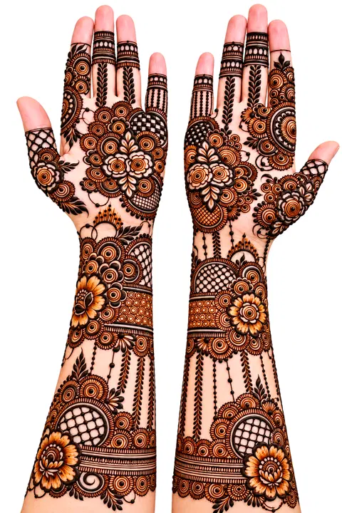 bridal indian figure arm mehndi design