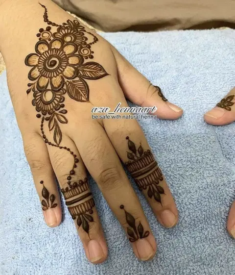 simple flower finger mehndi design