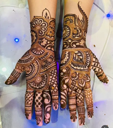 bridal indian back hand mehndi design