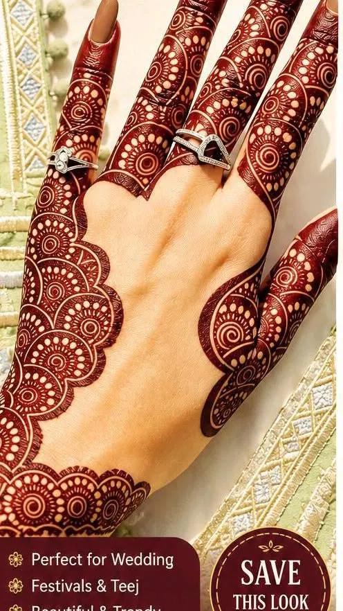 Arabic Bridal Front Hand Mehndi Design with Hearts for Raksha Bandhan