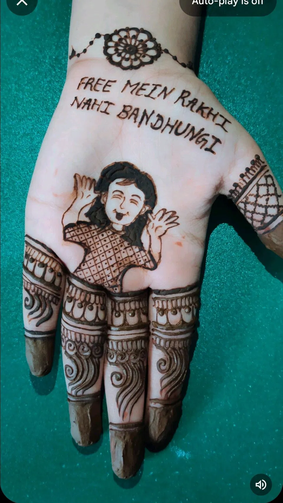 Aesthetic Stylish Back Hand Mehndi Design with Deity and Figures