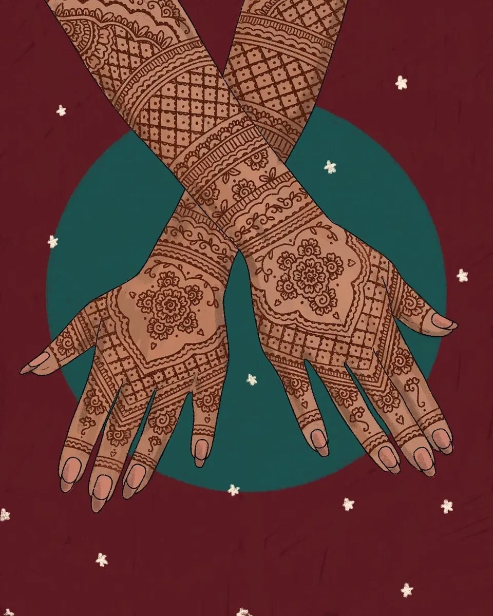 Front Hand Mehndi Design with Gol Tikki