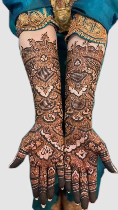 bridal dubai circle arm mehndi design