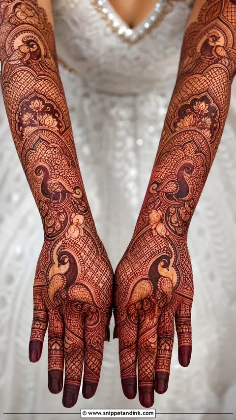 arabic bridal flower arm mehndi design