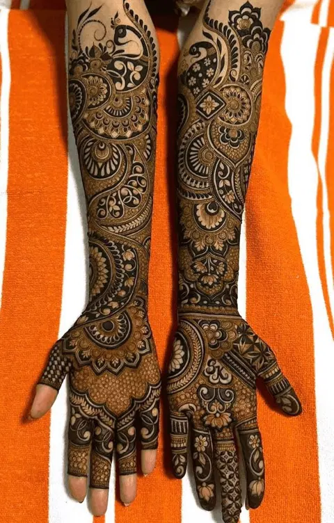 bridal arm mehndi design