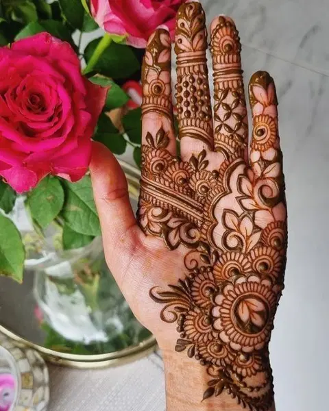 arabic stylish flower back hand mehndi design