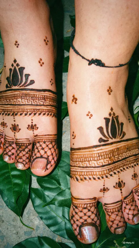 lotus foot mehndi design