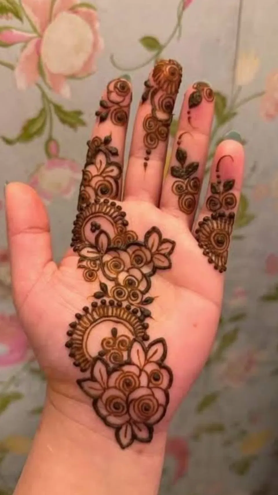 Arabic Simple Finger Mehndi Design with Bel and Flowers (2)