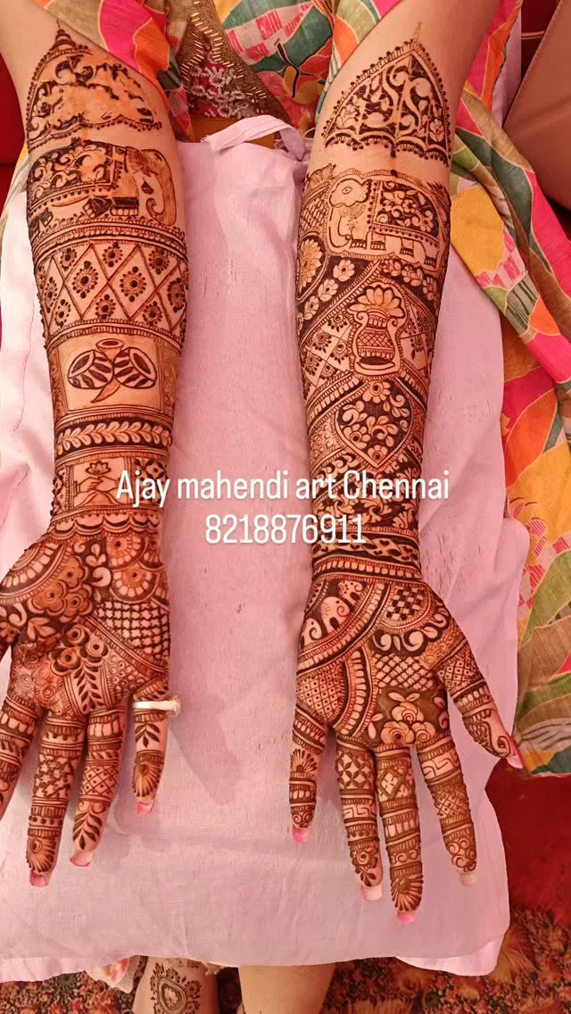 Bridal Back Hand Mehndi Design with Figures