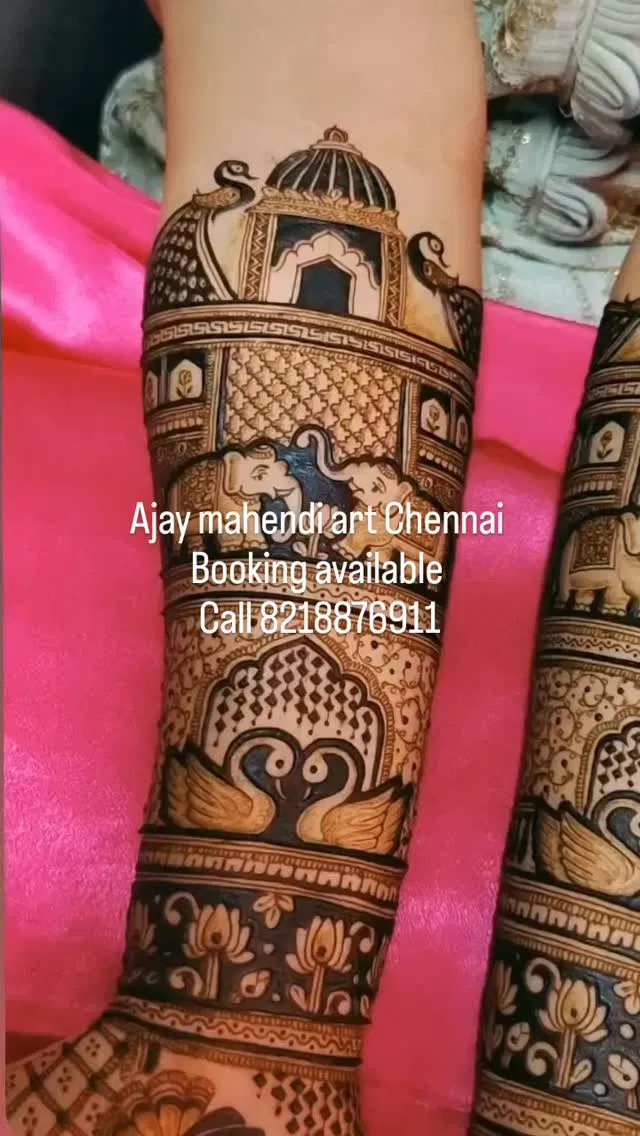 Bridal Indian Full Hand Mehndi Design with Figures and Peacock (10)