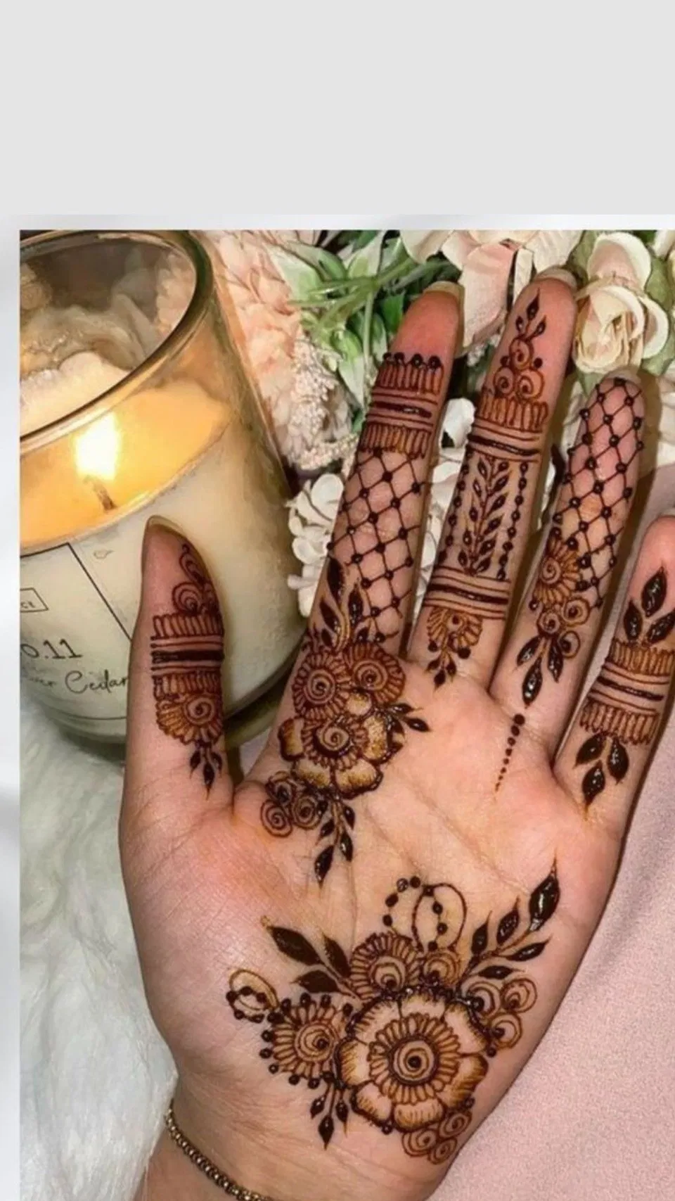 Arabic Simple Finger Mehndi Design with Gol Tikki and Flowers (2)