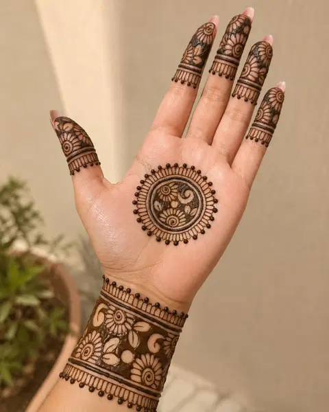 arabic bridal circle finger mehndi design