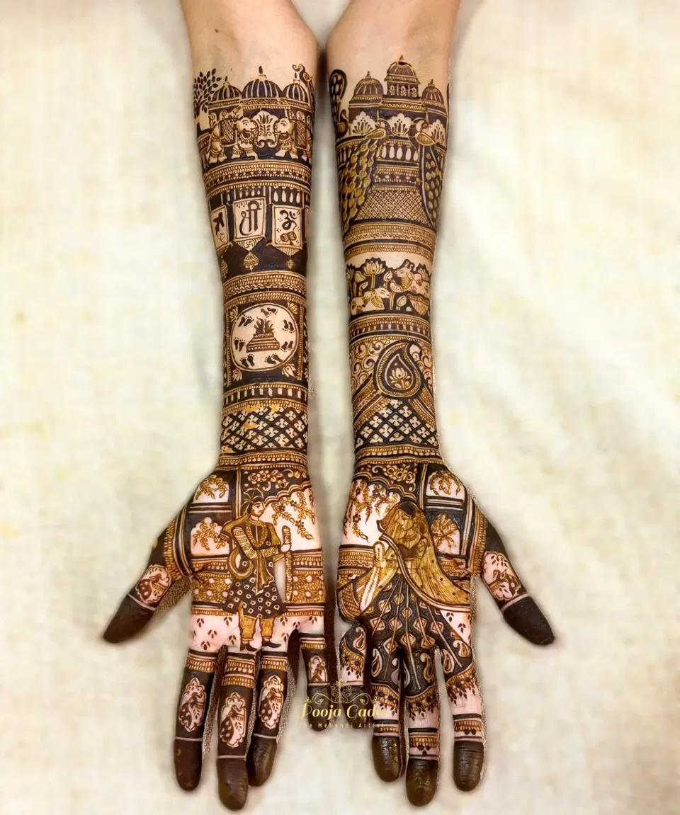 Full Hand Mehndi Design with Figures