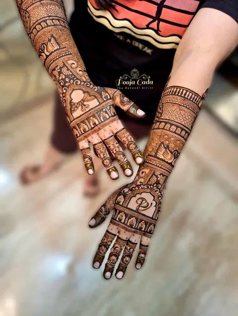 figure full hand mehndi design