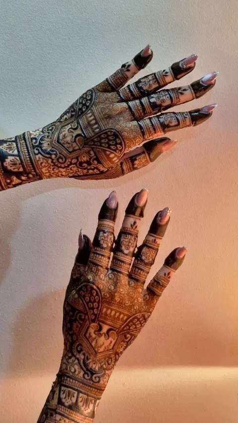 aesthetic bridal back hand mehndi design