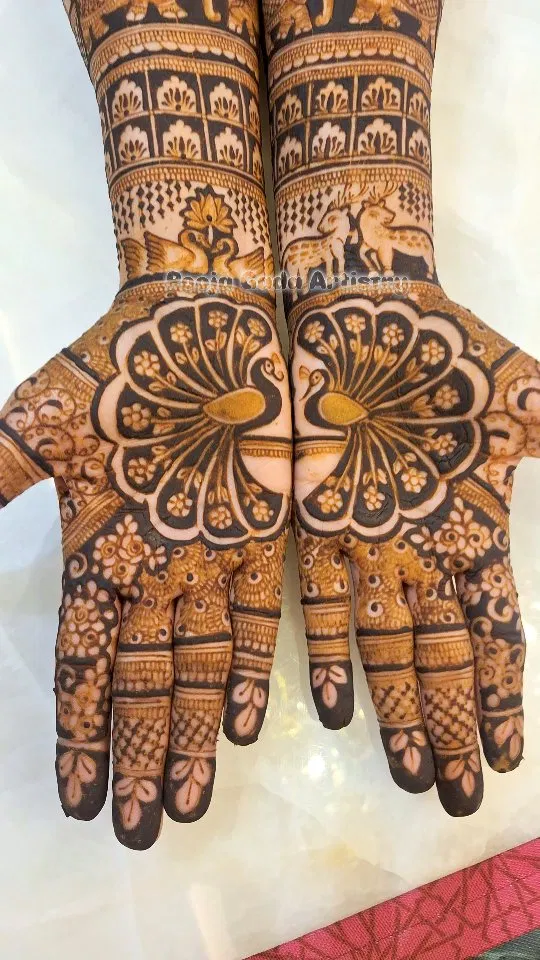 Mehndi Design with Figures and Peacock (2)