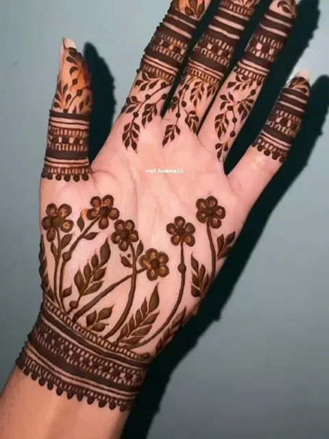 aesthetic arabic flower finger mehndi design