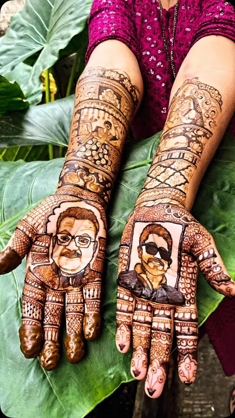 bridal figure front hand mehndi design