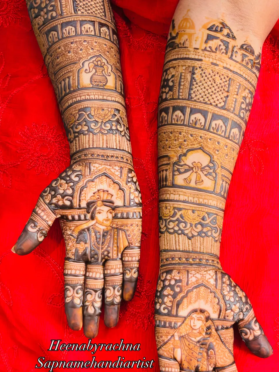 Bridal Indian Full Hand Mehndi Design with Figures