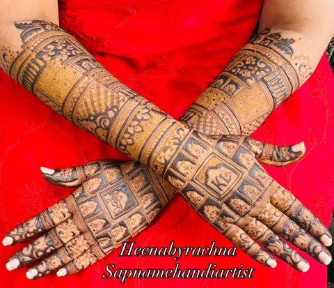 bridal indian figure back hand mehndi design