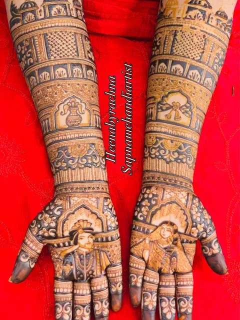 bridal indian figure front hand mehndi design