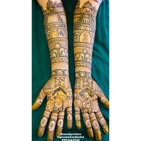 bridal figure front hand mehndi design