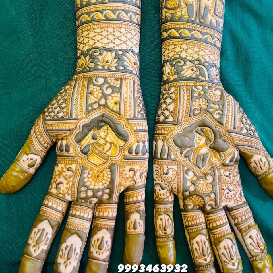 Bridal Back Hand Mehndi Design with Figures