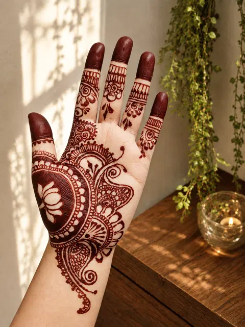 aesthetic arabic front hand mehndi design
