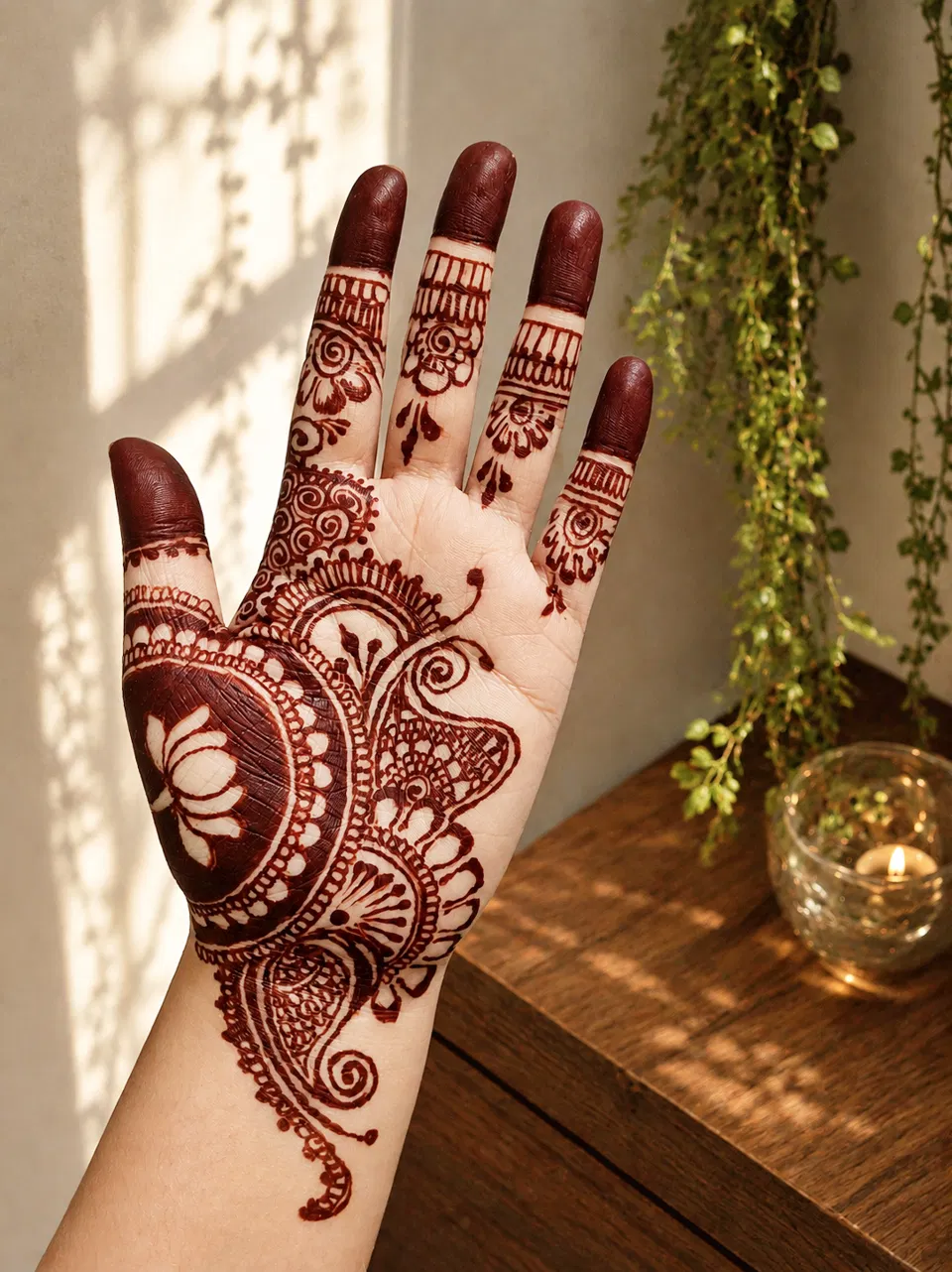 Aesthetic Arabic Front Hand Mehndi Design for Raksha Bandhan