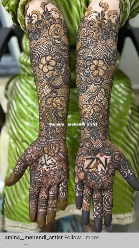 aesthetic arabic figure arm mehndi design